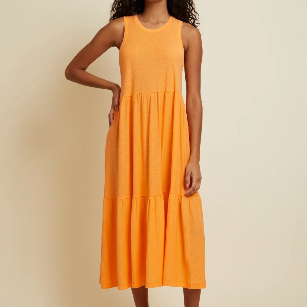 Euc Nation Ltd. Orange Tiered Melissa Tank Dress Sz L